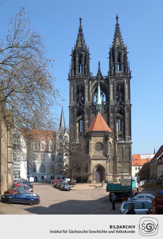 Meißen - Dom mit Albrechtsburg und Domplatz