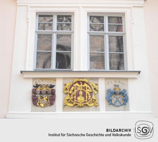 Meißen - Wappen an ehem. Domherrenhaus (Kurien) - Domplatz Nr.6