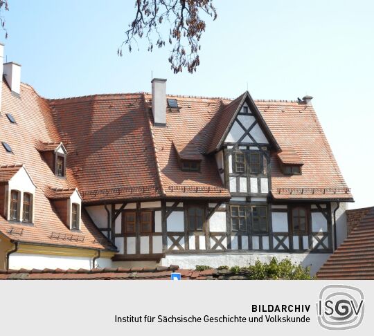 Meißen - Freiheit Nr.6 mit historischem Fachwerkerker an Hofseite