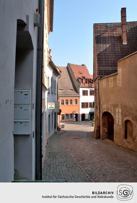 Meißen - Hohlweg abwärts zu Schlossberg, Burgstrasse, Leinewebergasse