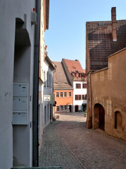 Bild: Meißen - Hohlweg abwärts zu Schlossberg, Burgstrasse, Leinewebergasse