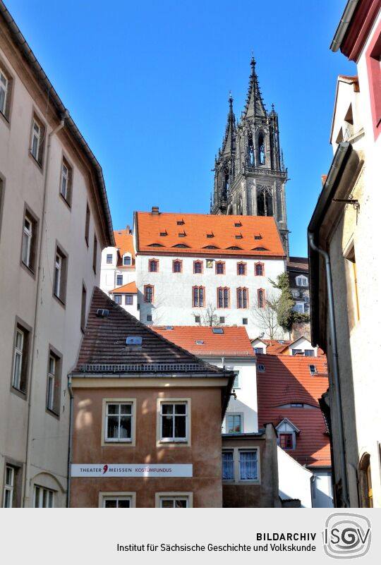 Meißen - Blick zu Kurien und Dom von Baderberg 6 (Lorenzgasse)