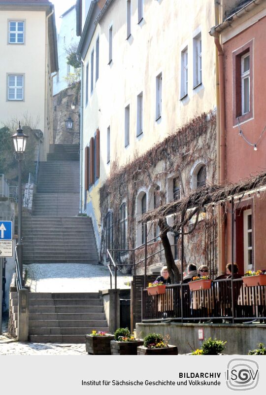 Meißen - Rote Stufen, Beginn an Café Zieger