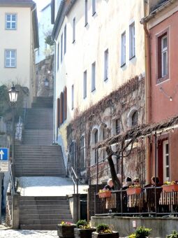Bild: Meißen - Rote Stufen, Beginn an Café Zieger