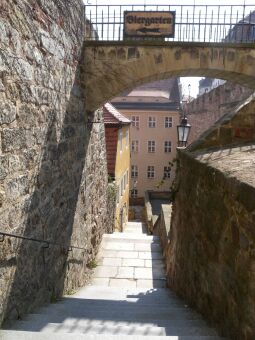Bild: Meißen, Schlossstufen - im Hohlweg und hier aufwärts zu Schlossbrücke