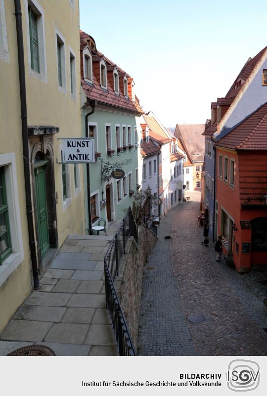 Meißen, Schlossstufen - im Hohlweg und aufwärts entlang Schlossbrücke