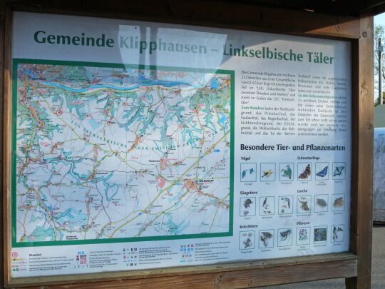 Bockwen - Infotafel mit Landkarte zu LSG Linkselbische Täler