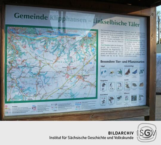 Bockwen - Infotafel mit Landkarte zu LSG Linkselbische Täler